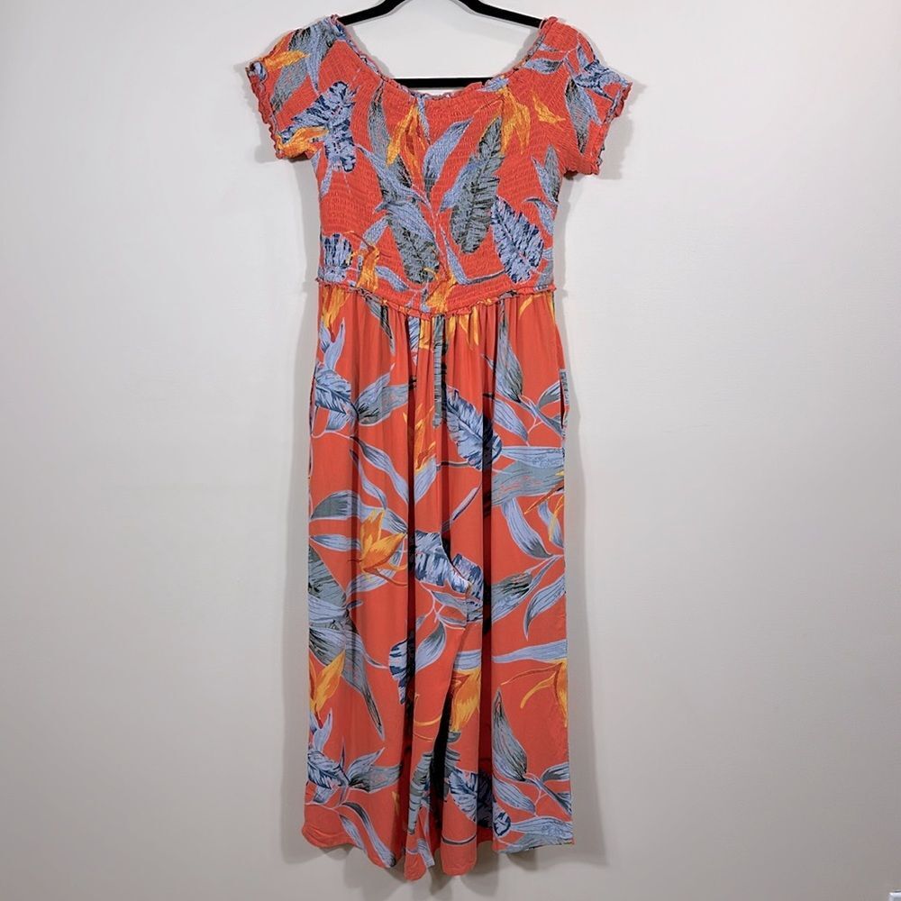 Patrons of Peace NWT Tropical Print Drop Crotch Pockets Jumpsuit Women Medium - Picture 2 of 11